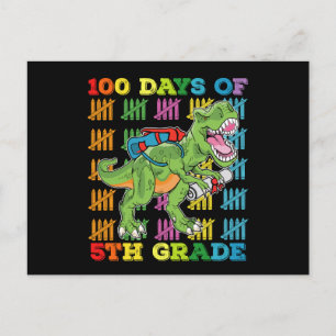 100 Tage der 5. Klasse T Rex Dinosaur Schule Postkarte