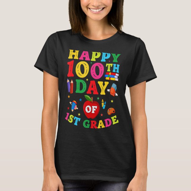 100 Tage der Schule 1. Klasse Kinder Mädchen Junge T-Shirt (Vorderseite)