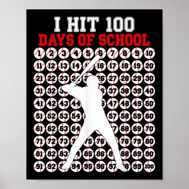100 Tage der Schule Baseball 100. Schultag Poster (Vorne)