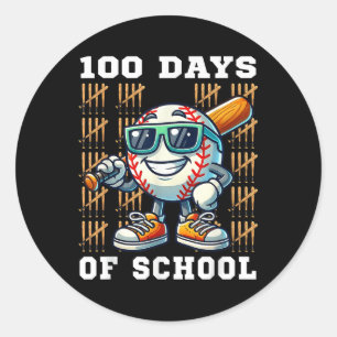 100 Tage der Schule Baseball 100. Schultag Runder Aufkleber