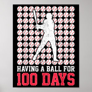 100 Tage der Schule Baseball 100 Tage für Jungen Poster