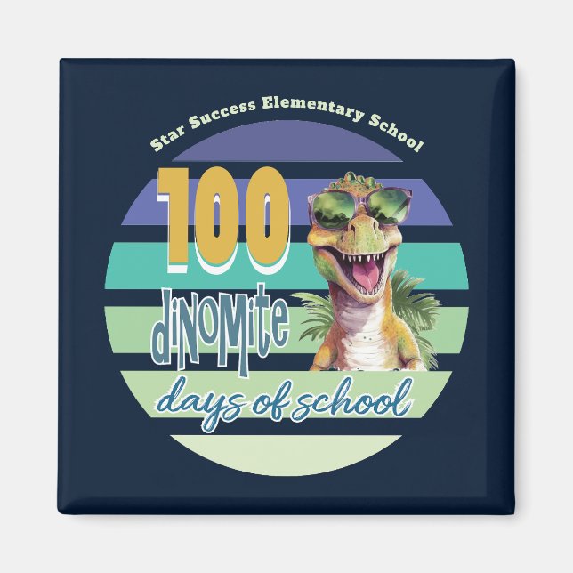 100 Tage der Schule Dinosaurier Mit Monogramm Magnet (Vorne)