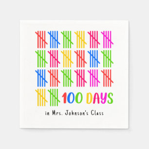 100 Tage der Schule farbenfrohe Tally Mark Serviette