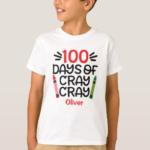 100 Tage der Schule Personalisiert Crayon T-Shirt