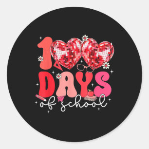 100 Tage der Schule Retro Disco Hört 100. Tag der Runder Aufkleber