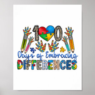 100 Tage der Übernahme von Differenzen Autismus 10 Poster