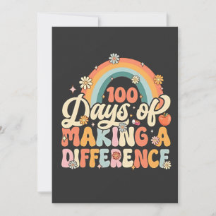 100 Tage des Unterrichtens mit Regenbogen Einladung