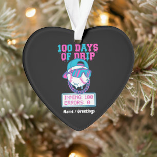 100 Tage Drip 0 Fehler Baseball School Swag Ornament
