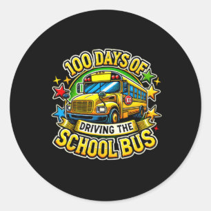 100 Tage Fahrt mit dem Schulbus Runder Aufkleber