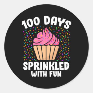 100 Tage geteilt mit Fun Cupcake 100. Tag der S Runder Aufkleber
