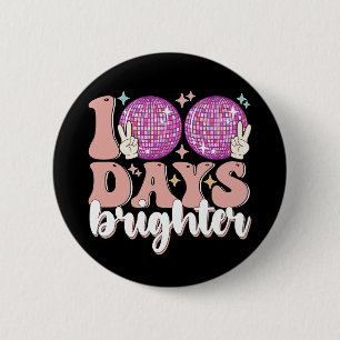 100 Tage hellere Disco-Kugel 100. Schultag Button