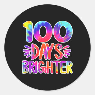 100 Tage hellere Gefärbte Krawatte, sonnige 100 Sc Runder Aufkleber