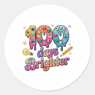 100 Tage Hellerer 100. Schultag Funny Jewels Runder Aufkleber
