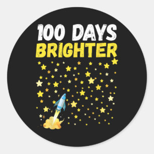 100 Tage Hellerer 100. Tag der Schulstars-Rakete Runder Aufkleber
