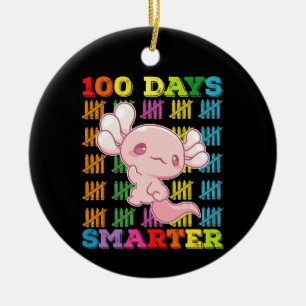 100 Tage intelligenter Axolotl 100. Schultag Keramik Ornament