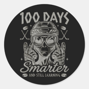 100 Tage intelligenter Froher 100. Schultag Hockey Runder Aufkleber
