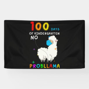 100 Tage Kindergarten No Probllama Llama Maske Banner