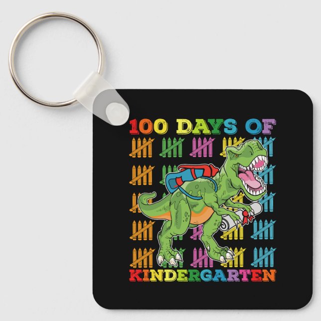 100 Tage Kindergarten T Rex Dinosaur Schule Schlüsselanhänger (Vorderseite)