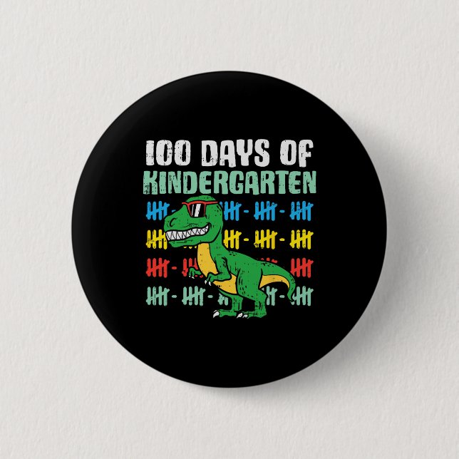 100 Tage Kindergarten trex Dinosaurier 100 Tage Button (Vorderseite)