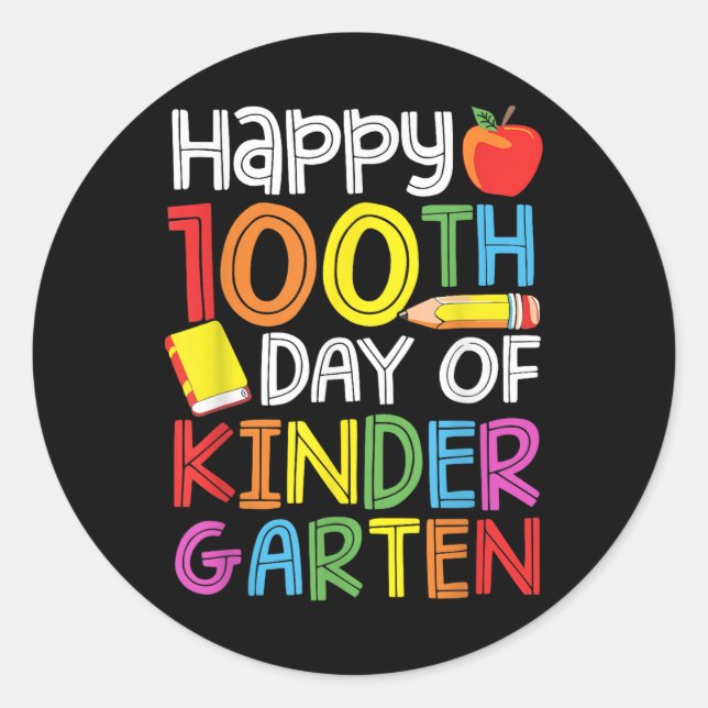 100 Tage Kindergartenlehrer Kinder 100 Tage Runder Aufkleber (Vorderseite)