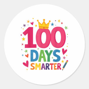 100 Tage klüger 100. Schulkind Runder Aufkleber