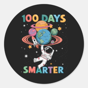 100 Tage klüger 100. Schultag Kinder Astronau Runder Aufkleber