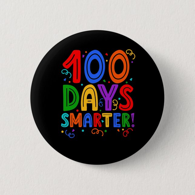 100 Tage klüger - 100. Schultag T - Shirt Button (Vorderseite)