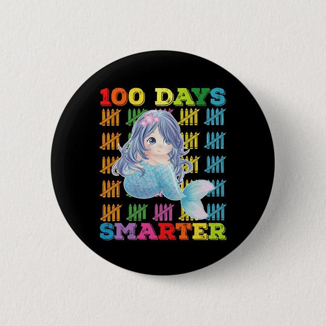 100 Tage klüger Meerjungfrau 100. Schultag Button (Vorderseite)