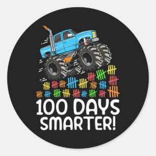 100 Tage klüger Monster Truck 100 Schultage Runder Aufkleber