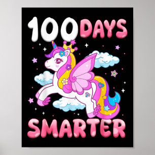 100 Tage klügere Kinder Mädchen einhorn 100. Tag v Poster