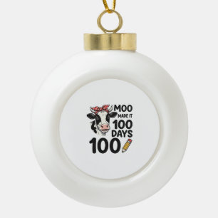 100-Tage-Kuh-Shirt Vintage-Gravur-Schuldesign Keramik Kugel-Ornament