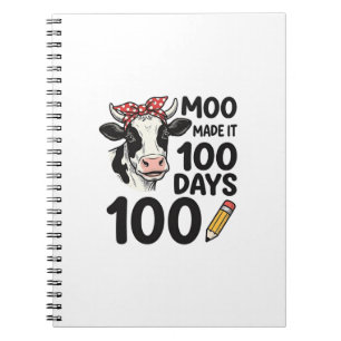 100-Tage-Kuh-Shirt Vintage-Gravur-Schuldesign Notizblock
