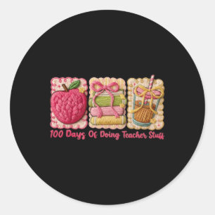 100 Tage Lehrer-Dinge Stickerei Kunst Runder Aufkleber