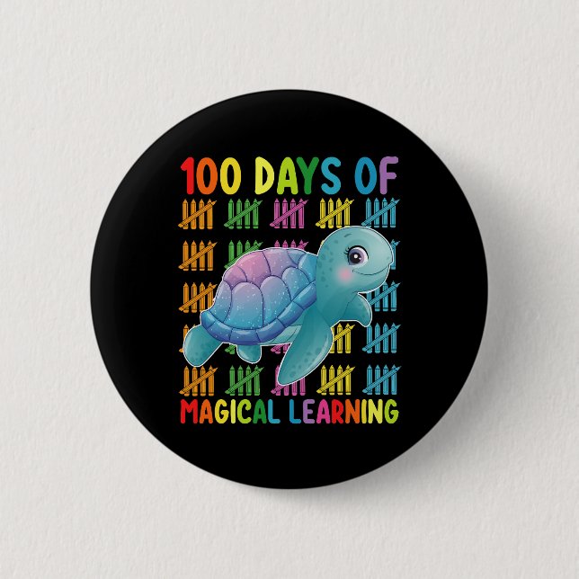 100 Tage Magische Lernschule Turtle School Button (Vorderseite)