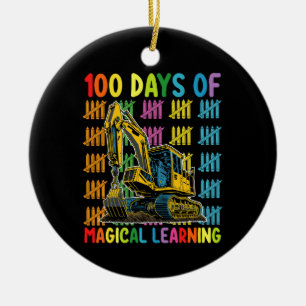 100 Tage magisches Lernbagger-Schulprojekt Keramik Ornament