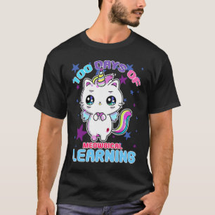 100 Tage Meowgical Lernen Caticorn Einhorn St T-Shirt