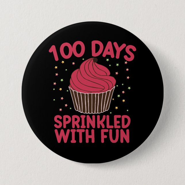 100 Tage mit lustigen Cupcake School Girl Button (Vorderseite)