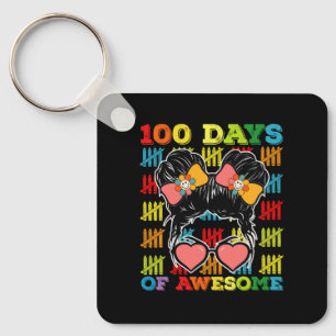 100 Tage Phantastische Messy Bun 100. Schultag Schlüsselanhänger