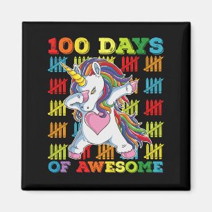 100 Tage Phantastisches Einhorn 100. Schultag Magnet