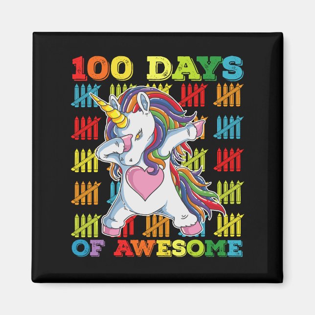 100 Tage Phantastisches Einhorn 100. Schultag Magnet (Vorne)