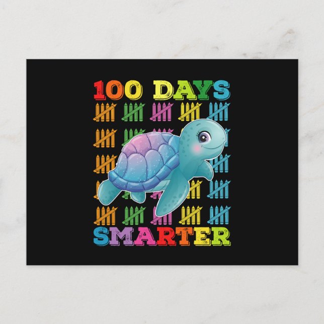 100 Tage schlauer Schildkröte 100. Schultag Postkarte (Vorderseite)