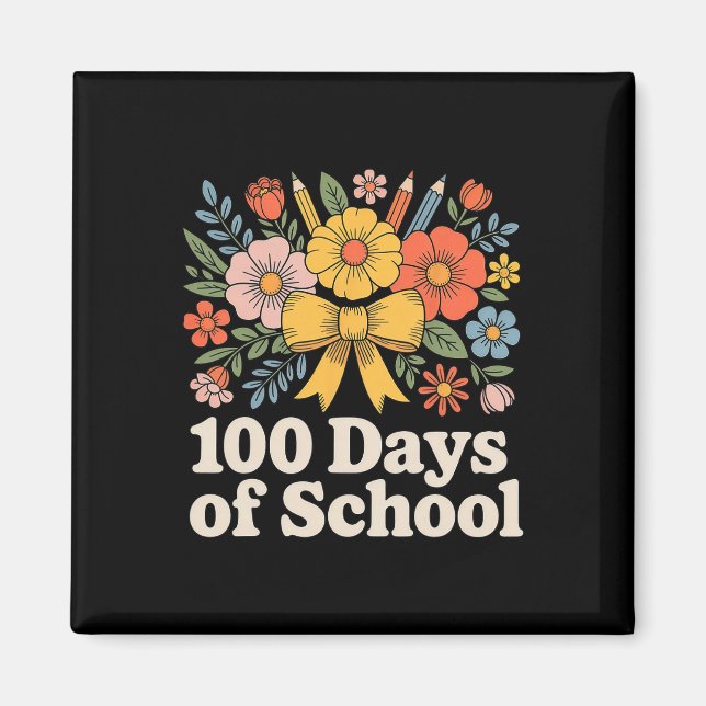 100 Tage Schule Floral Klassenzimmer  Magnet (Vorne)