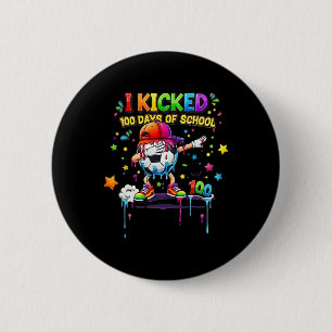 100 Tage Schule Fußball-Drip Kinder Jungen Lustig Button