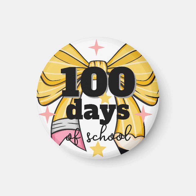 100 Tage Schule Gelber Bleistift Bogen Magnet (Vorne)