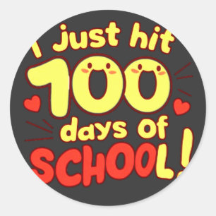 100 Tage Schule Kawaii Style Design Runder Aufkleber