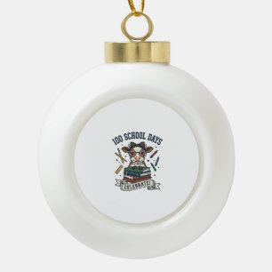 100 Tage Schule Kuh Vintage Gravur Lehrer Shir Keramik Kugel-Ornament