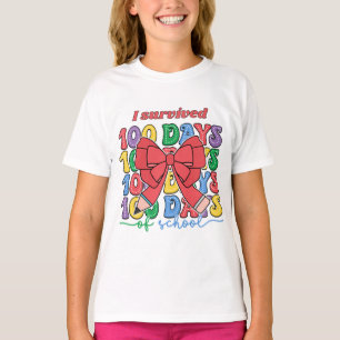 100 Tage Schule Roter Bleistift Schleife Coquette T-Shirt