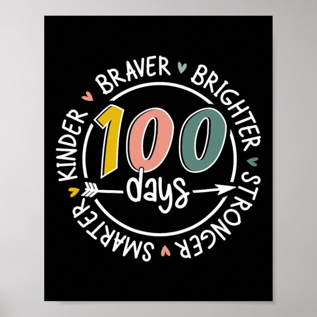 100 Tage Schule schlauer Kinder stärker Brighte Poster (Vorne)