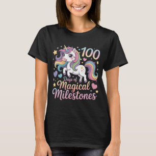 100 Tage Schule Süßes Pastell Einhorn Regenbogen D T-Shirt
