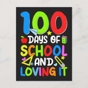 100 Tage Schule Und Ich Liebe Es Vektordesign Feiertagspostkarte